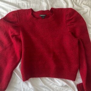 Wild fable cropped raspberry colored sweater. Puff sleeves size small